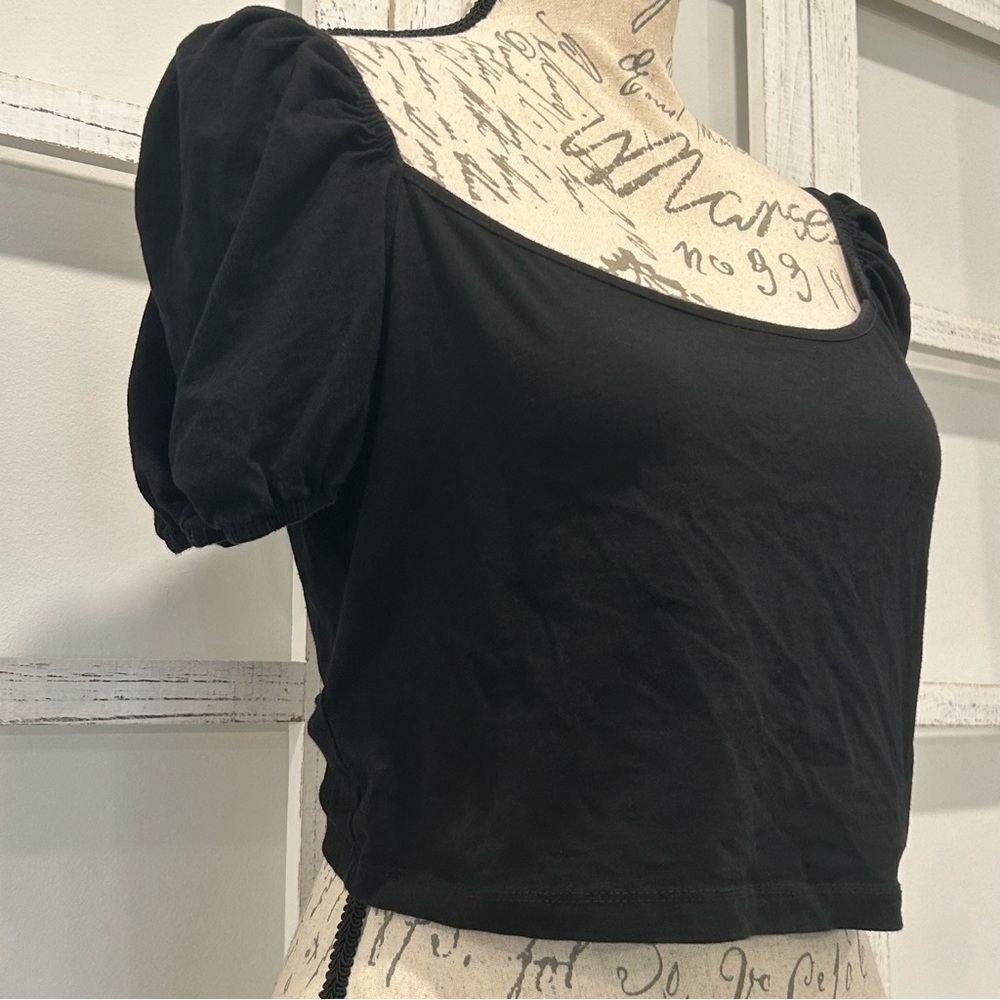 Black Crop Top Blush Mark Size Medium Polyester Spandex Blend Size Medium